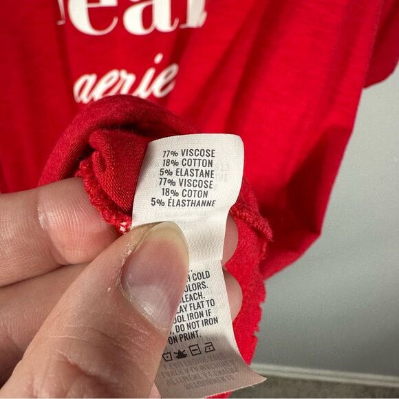Aerie Real Soft Red Short Sleeve Oversized Give Real Tee Size Small Lightweight - Picture 9 of 14